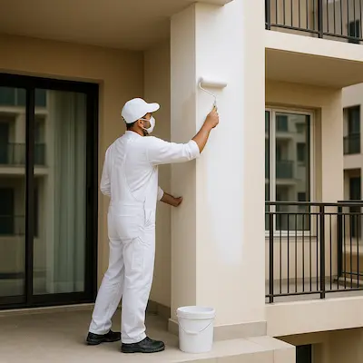 Interior apartment walls freshly painted with contemporary color scheme