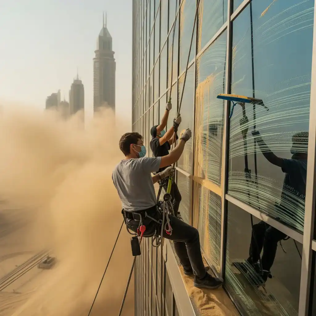 Window Cleaning Dubai in Sandstorm